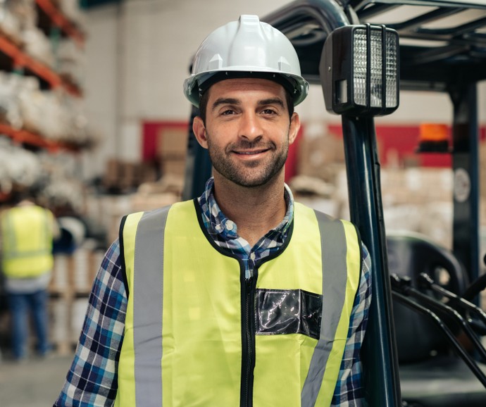 Lithium-ion forklift in warehouse operation